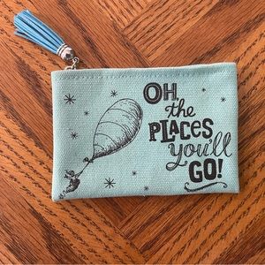 Teal Dr. Seuss Oh The Places You’ll Go Zip Coin Pouch